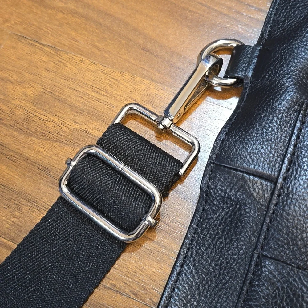 ZARA Black Leather Unisex Tote Messenger Bag